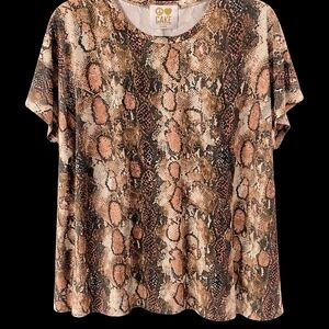 CAKE Snake Print Short Sleeve Top | Size M